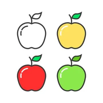 Set of linear colored apples Stock Illustration