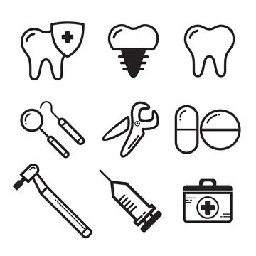 Set linear dental medichine vector for website icon Stock Illustration