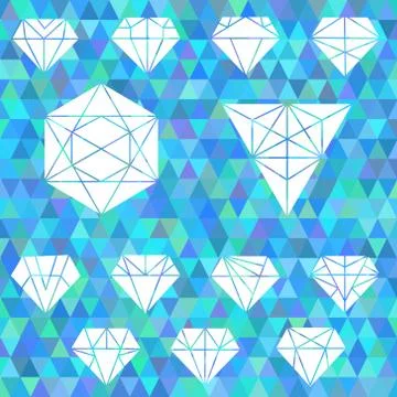 The set of linear geometric shapes. Hexagons, triangles, crystals, design  Stock Illustration