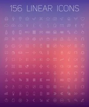 Set of Linear Icons on a blurry background Stock Illustration