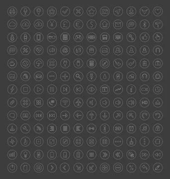 Set of Linear Icons on a blurry background Ilustração Stock