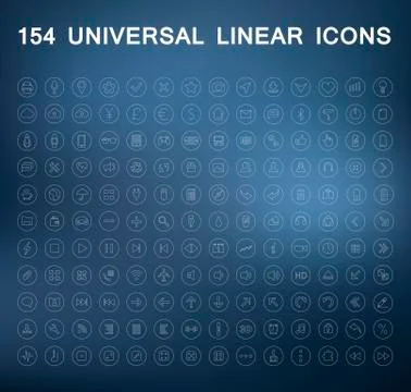 Set of Linear Icons on a blurry background Stock Illustration