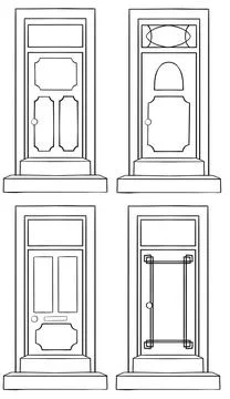 Set of linear icons of different doors Stock Illustration