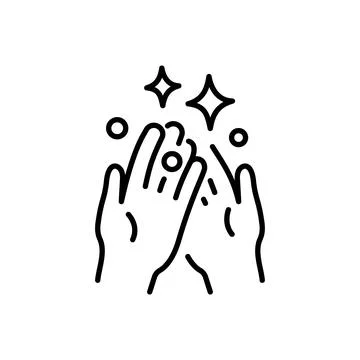 A set of linear icons related to vector hand washing and disinfection Stock Illustration