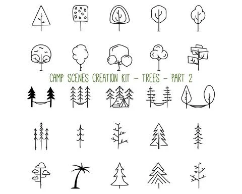Set of linear icons of trees. Part 2 Stock Illustration