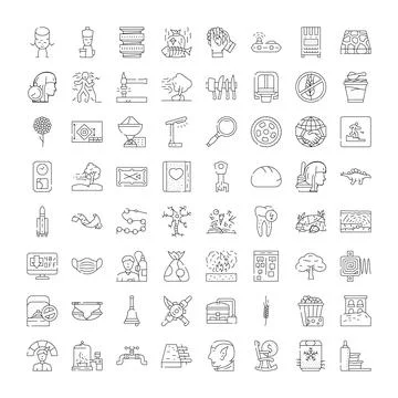 Set of linear icons for various concepts 库存插图