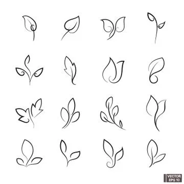 Set of linear leaves icons Stockillustratie