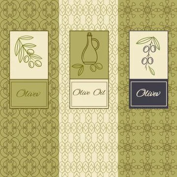 Set linear olive flyers, brochures Stock Illustration