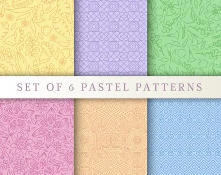 Set of linear pastel style concept. Outline element on poster, book, layout Stock Illustration