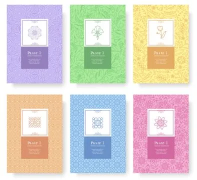 Set of linear pastel style concept. Outline element on poster, book, layout Stock Illustration