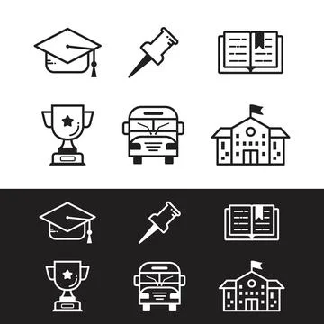Set linear school vector pictogram for website icon Stock Illustration