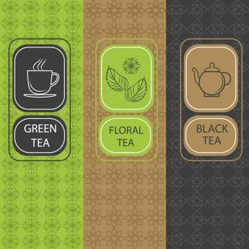 Set linear tea package, brochures Stock Illustration
