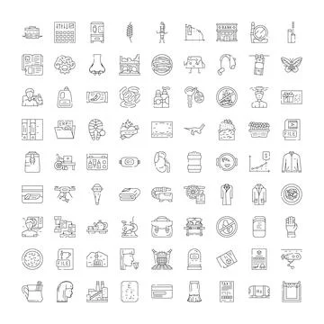 Set of linear web icons and symbols concept Stock Illustration