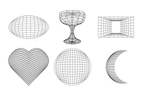 Set linear white and black geometric frame y2k, 3d round. Vector for poster.. Illustrazione stock