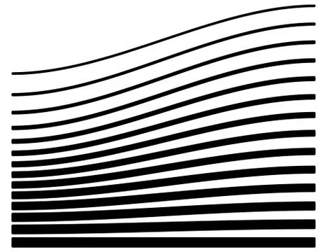 Set of lines with different level of deformation. Abstract geometric illustra Stock Illustration