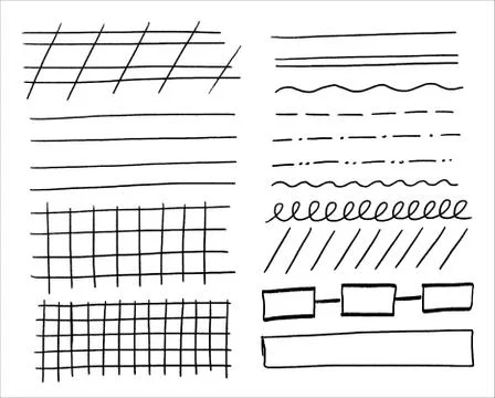 A set of lines, lines of notebooks in the sketch style by hand. For registration Stock Illustration