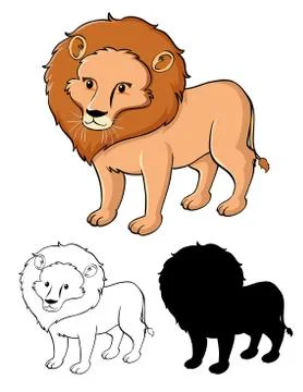 Set of lion cartoon Stock Illustration