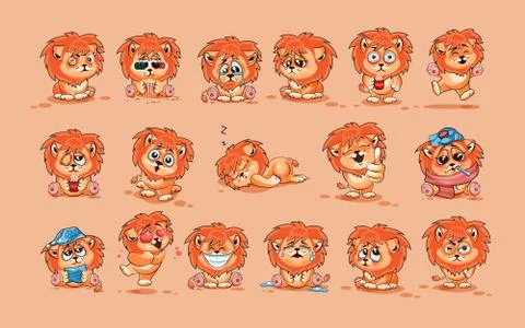 Set of Lion cubs Stock Illustration