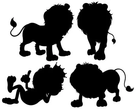 Set of lion silhouette Stock Illustration