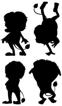 Set of lion silhouette Stock Illustration