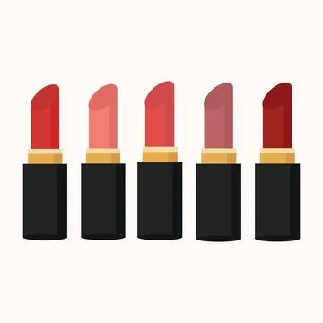 A set of lipstick in different colors for use in a clipart Stock Illustration