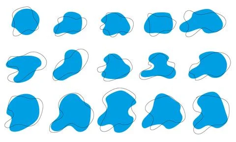 Set of Liquid Fluid Blob blue shape collection. Vector illustration. 스톡 일러스트