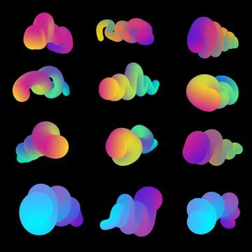 Set of liquid gradient 3D shapes Stock Illustration