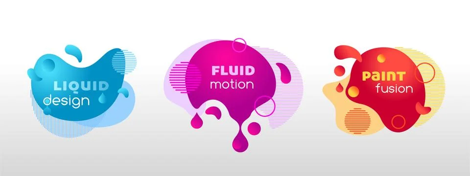 Set of liquid graphic elements, vector template Stock Illustration