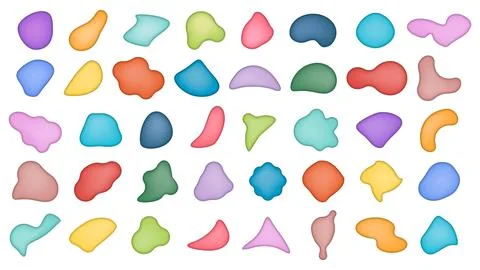 Set of liquid shapes elements. Abstract blotch shape. Gradient abstract liqui Stock Illustration