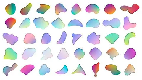 Set of liquid shapes elements. Abstract blotch shape. Gradient abstract liqui Illustrazione stock