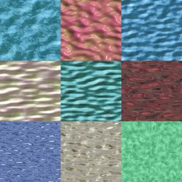 Set of liquid surface seamless generated textures Stock Illustration