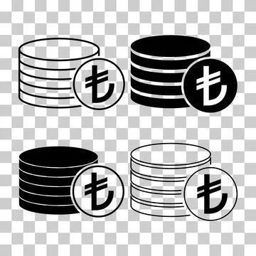 Set of Lira stack coin, flat icon money design, cash sign vector illustration Illustrazione stock