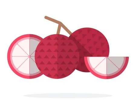 Set of litchi fruit flat isolated Stock Illustration
