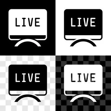 Set Live report icon isolated on black and white, transparent background. L.. イラスト素材