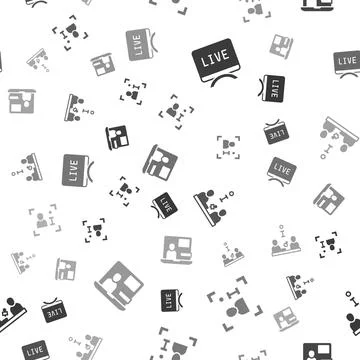 Set Live report, Television, Interview and World news on seamless pattern. .. Stock Illustration