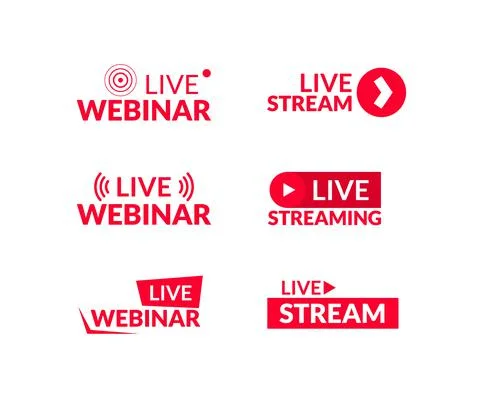 Set of live streaming and live webinar icons. Stock Illustration