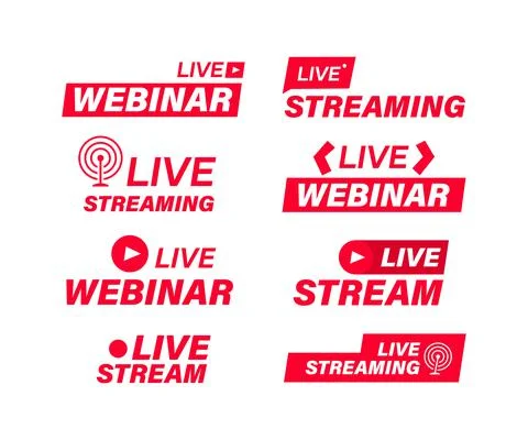 Set of live streaming and live webinar icons. Stock Illustration