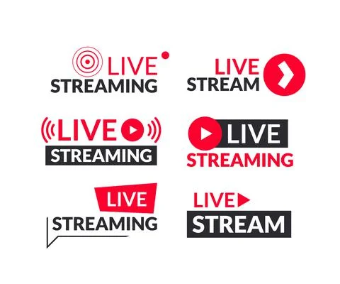 Set of live streaming and live webinar icons. Stock Illustration