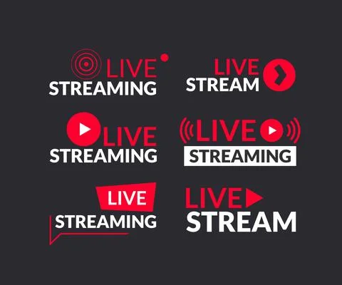 Set of live streaming and live webinar icons. Stock Illustration