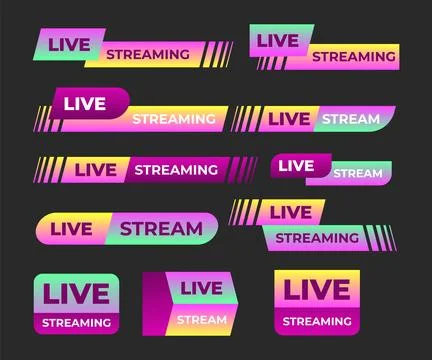 Set of Live Streaming banner collection, Lower third template for TV banner.. Illustrazione stock