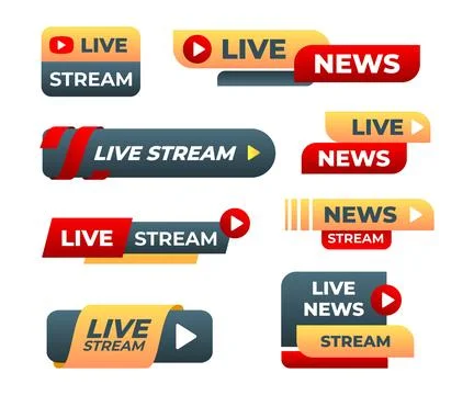 Set of Live Streaming banner collection, Lower third template for TV banner.. Illustrazione stock