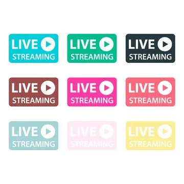 Set of Live streaming icon, stream button design, web player vector illustrat Stock Illustration