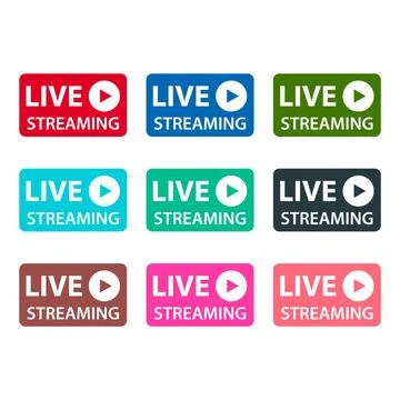 Set of Live streaming icon, stream button design, web player vector illustrat Illustrazione stock
