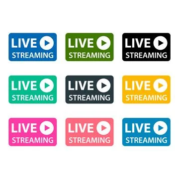 Set of Live streaming icon, stream button design, web player vector illustrat Illustrazione stock