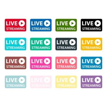 Set of Live streaming icon, stream button design, web player vector illustrat Illustrazione stock