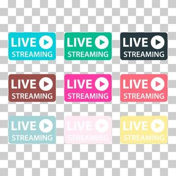 Set of Live streaming icon, stream button design, web player vector illustrat Illustrazione stock