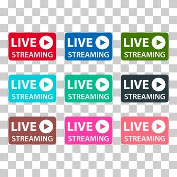 Set of Live streaming icon, stream button design, web player vector illustrat Illustrazione stock