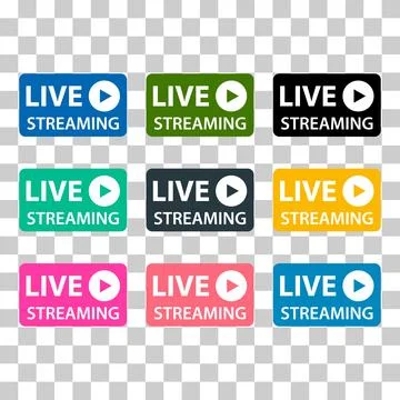 Set of Live streaming icon, stream button design, web player vector illustrat Illustrazione stock