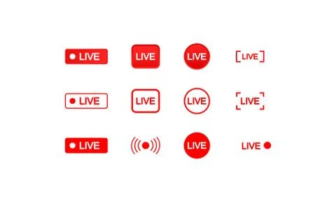 Set of live streaming icons. Buttons of broadcasting, online stream. Video. V Stock Illustration