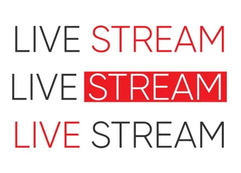 Set of live streaming icons. Red symbols and buttons of live streaming Stock Illustration